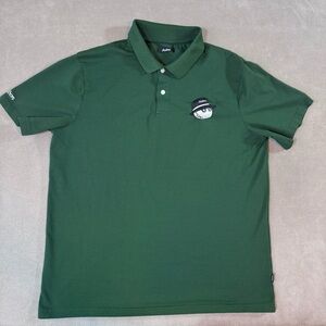 Malbon Golf Polo Shirt Size Large Green Mens Cotton Embroidered Logo